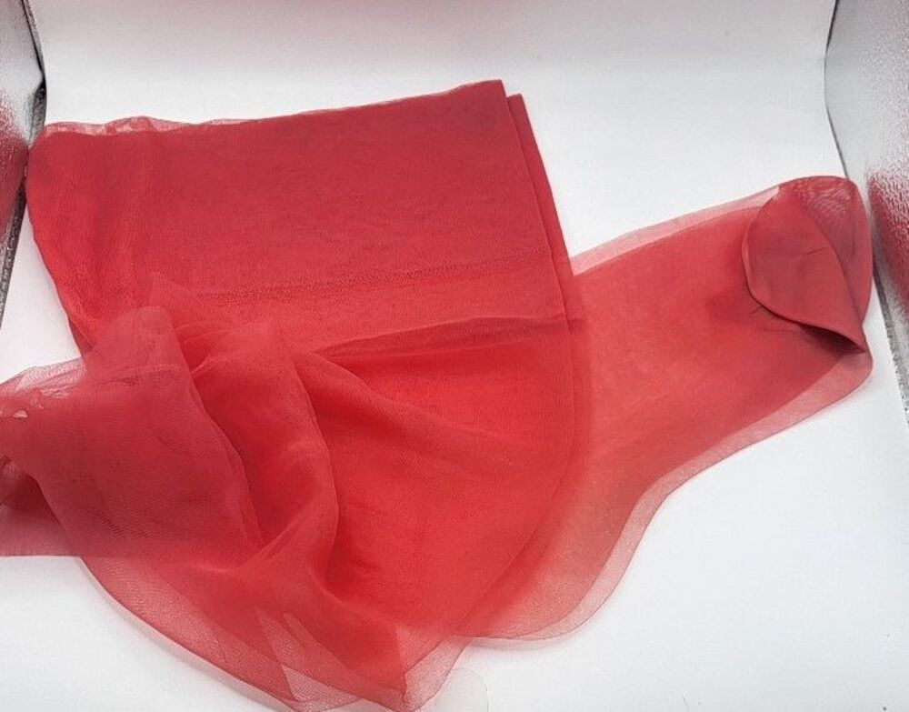 Vintage 70s Sheer Nylon Knee High Red Stockings 27in